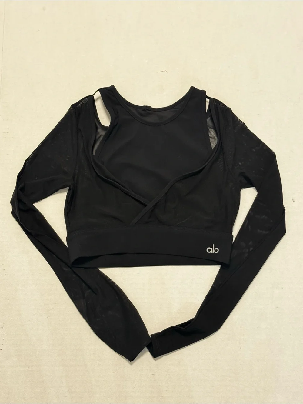 Alo Pivot Layered Look Crop Top Black